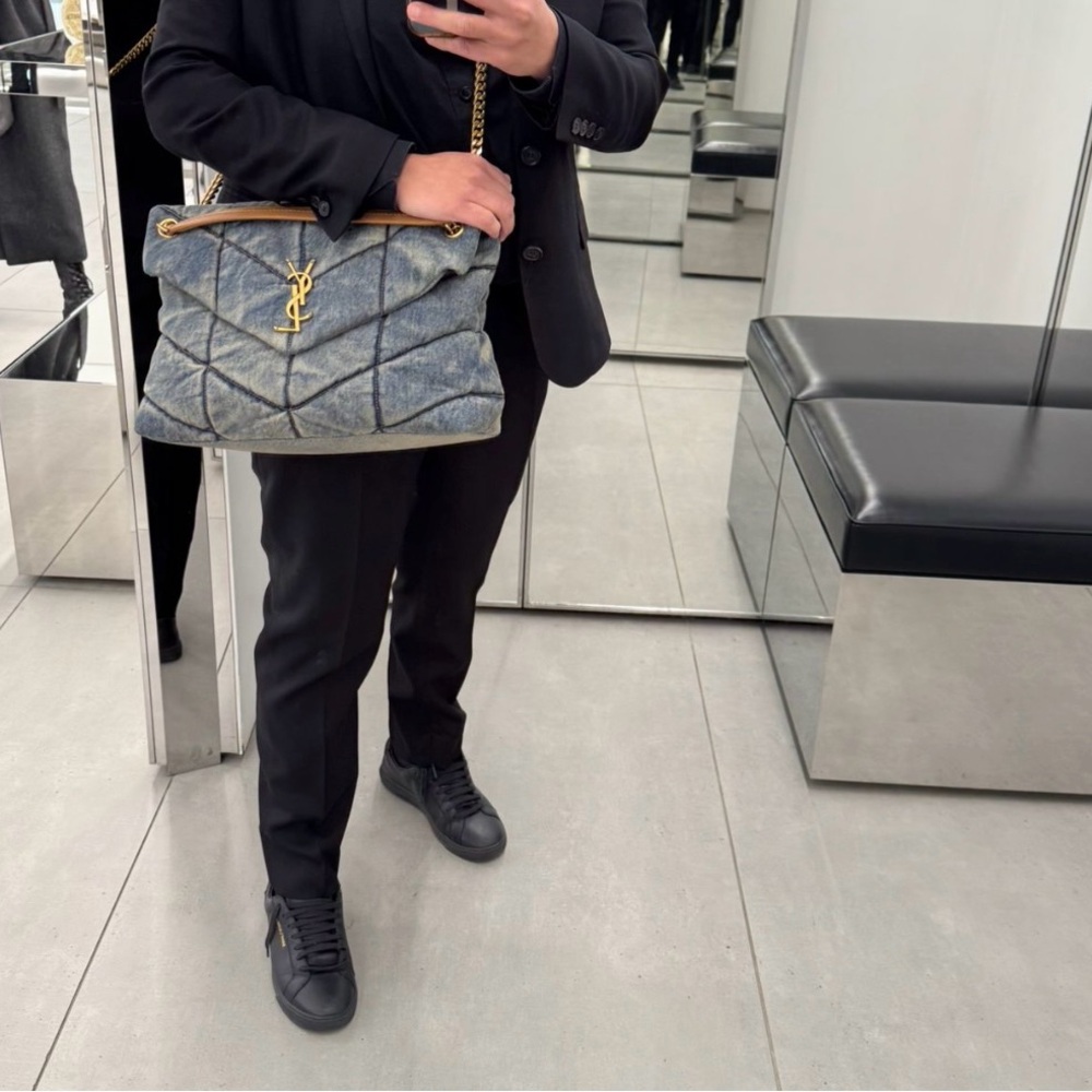 Yves Saint Laurent Gray Quilted Crossbody Bag